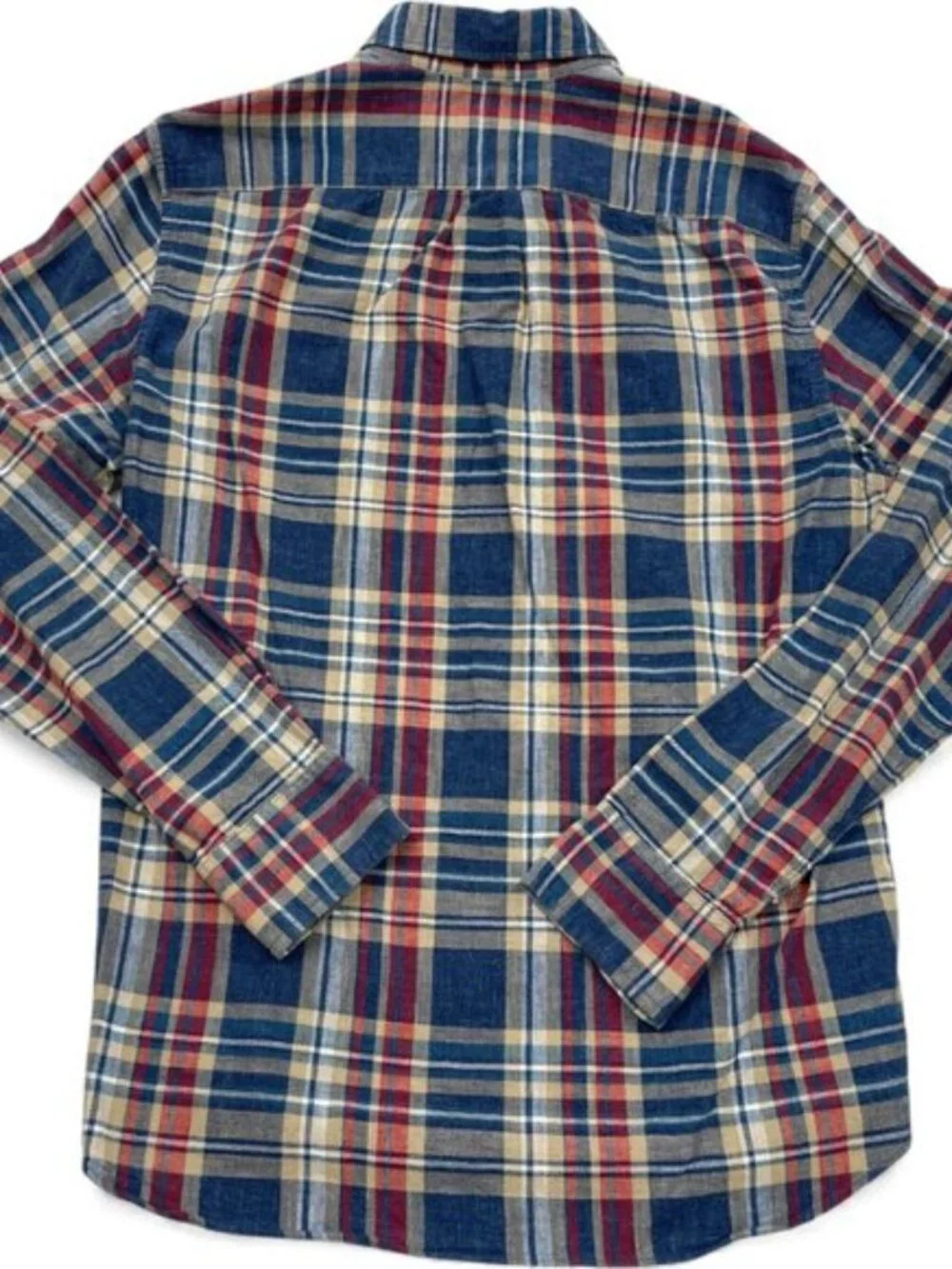 J. Crew Slim Plaid Cotton Button Down Red Blue Casual Dress Shirt Men's M